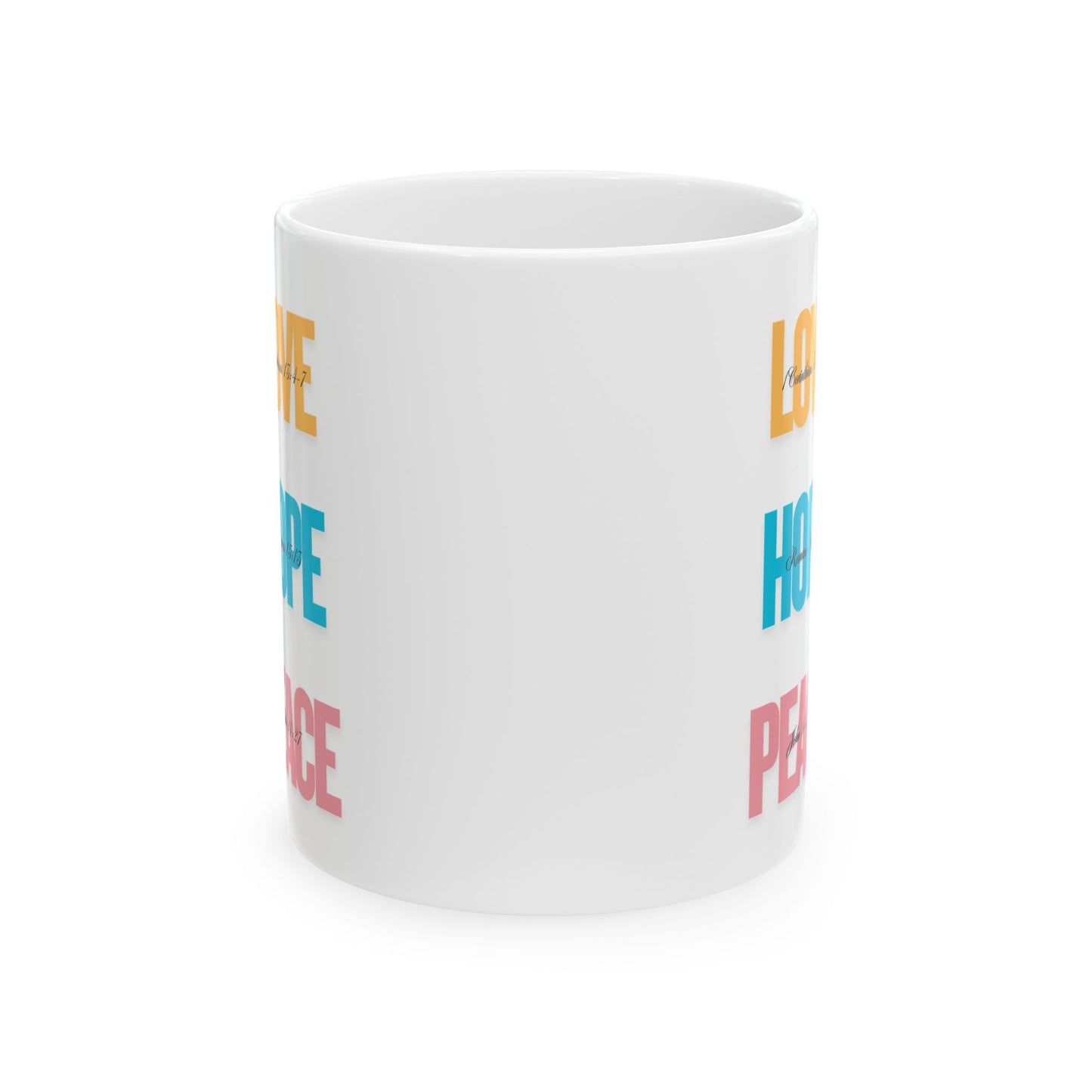 Inspirational Ceramic Mug - Hope, Love, Peace - Motivational Gift for Friends, Family, Coffee Lovers, Self-Care, Affirmation