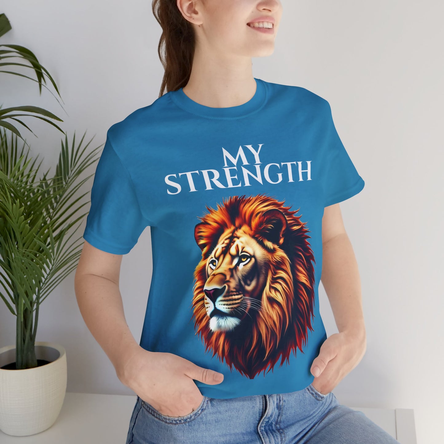 Empowering Lion Graphic Tee, Unisex Strength T-Shirt, Motivational Apparel, Gift for Him/Her, Inspirational Short Sleeve Shirt