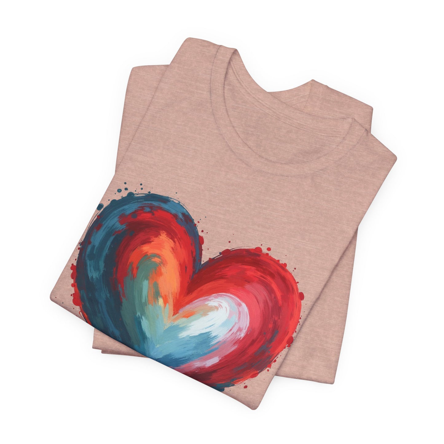 Watercolor Rainbow Heart T-Shirt — Colorful Painted Heart Tee for Valentine’s & Everyday