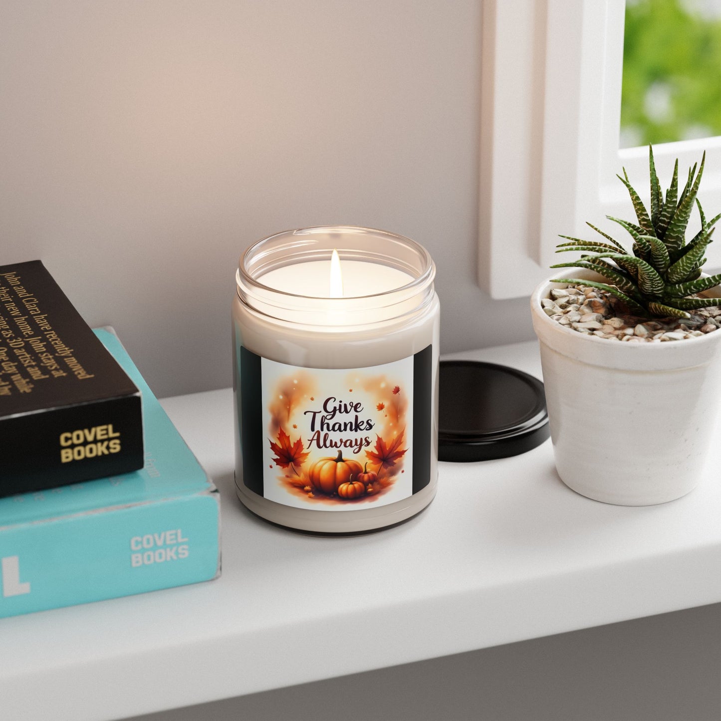 Thanksgiving Scented Soy Candle 9oz | Give Thanks Always | Fall Home Decor, Gift for Her, Autumn Candle, Cozy Vibe, Seasonal Decor