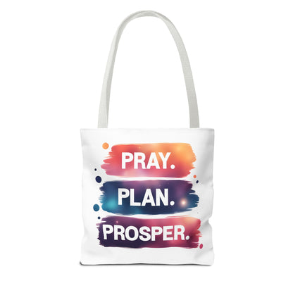 Inspirational Tote Bag - Pray Plan Prosper, Motivational Bag for Daily Use, Gift for Students, Teachers, and Friends