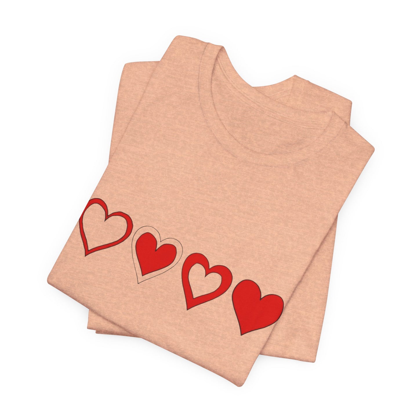 Heart Progression T-Shirt — Minimal Red Hearts Graphic Tee for Valentine’s Day
