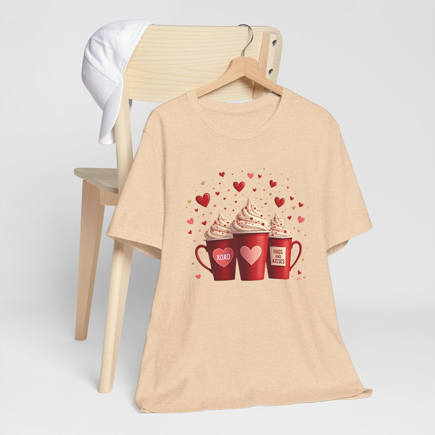 Valentine Hot Cocoa Tee — Cute Red Mugs & Hearts Coffee Shirt