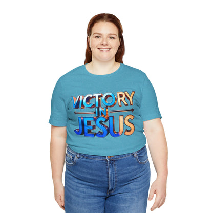 Victory in Jesus Unisex Tee, Inspirational Christian Shirt, Faith-Based Apparel, Gift for Believers, Casual Church Wear, Spiritual T-Shirt