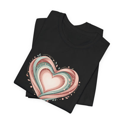 Heart Swirl Tee — Pastel Abstract Heart Graphic T-Shirt for Valentine’s & Everyday