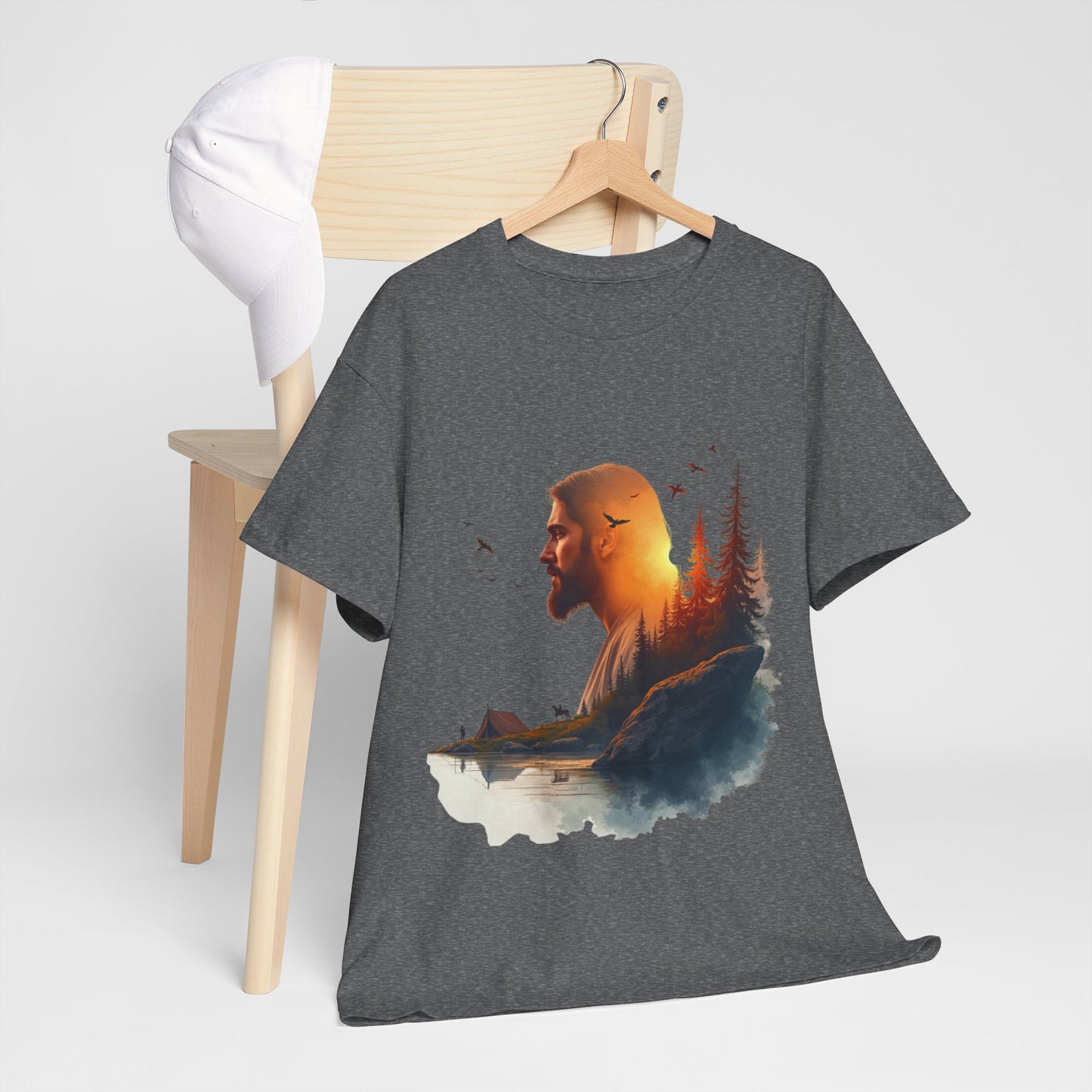 Jesus Nature Silhouette T-Shirt — Wilderness Double Exposure Graphic Tee