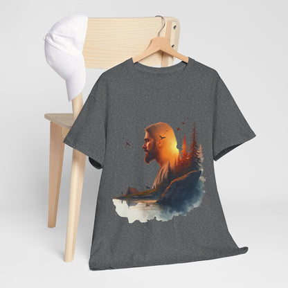 Jesus Nature Silhouette T-Shirt — Wilderness Double Exposure Graphic Tee