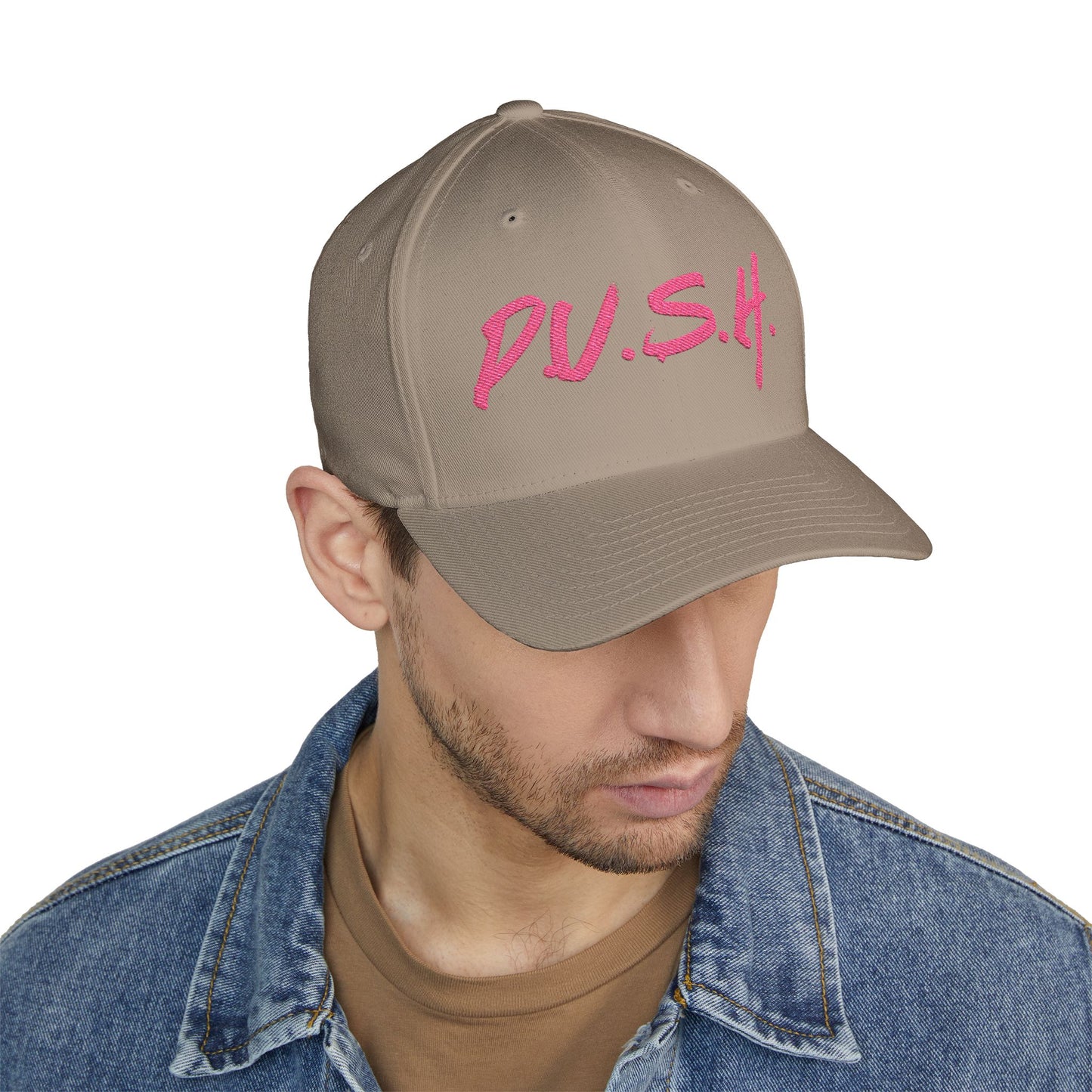 Embroidered 'P.U.S.H.' Script Baseball Cap — Motivational Pink Trucker Hat
