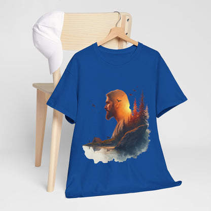 Jesus Nature Silhouette T-Shirt — Wilderness Double Exposure Graphic Tee