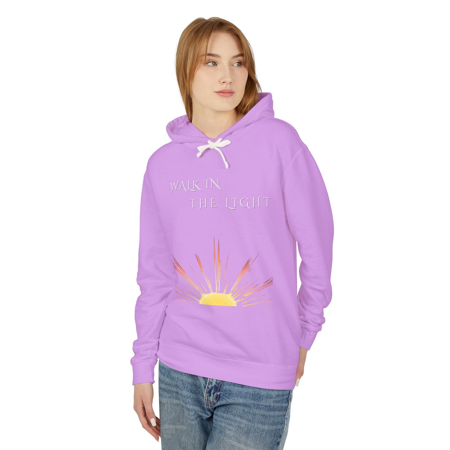 Lightweight Inspirational Hooded Sweatshirt, Motivational Gift, Cozy Autumn Layer, Unisex Casual Wear, Walk in the Light Sweatshirt