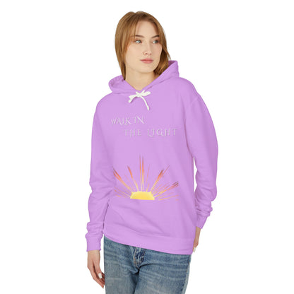 Lightweight Inspirational Hooded Sweatshirt, Motivational Gift, Cozy Autumn Layer, Unisex Casual Wear, Walk in the Light Sweatshirt