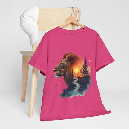 Lion Sunset Landscape T-Shirt — Wild Nature Graphic Tee