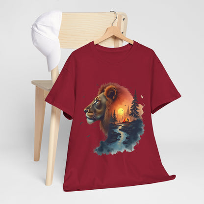Lion Sunset Landscape T-Shirt — Wild Nature Graphic Tee