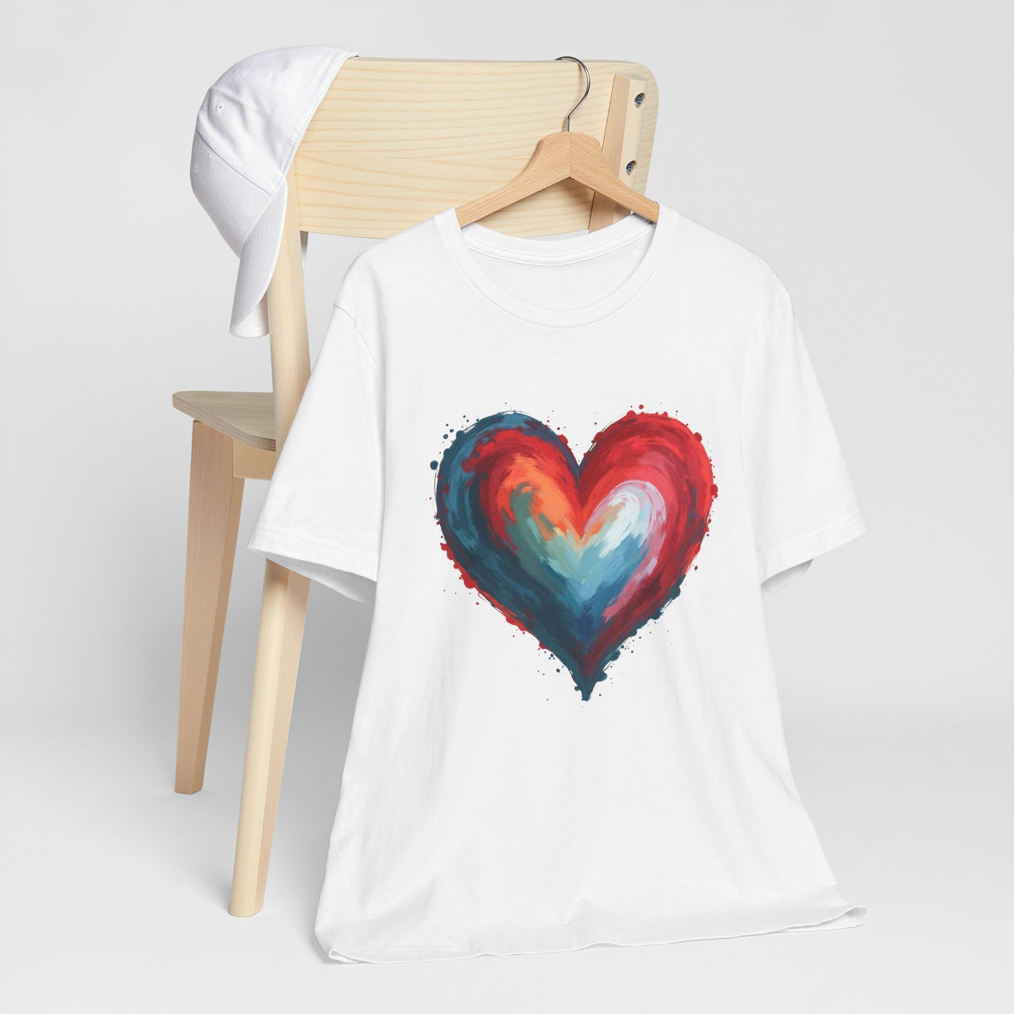 Watercolor Rainbow Heart T-Shirt — Colorful Painted Heart Tee for Valentine’s & Everyday
