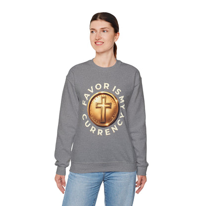 Faith-Inspired Crewneck Sweatshirt - Favor Is My Currency, Christian Apparel, Gift for Believers, Cozy Unisex Sweatshirt, [...]