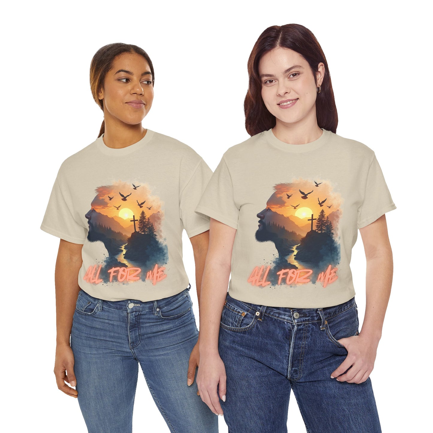 All For Me' Sunrise Cross Graphic Tee Christian Faith T-Shirt