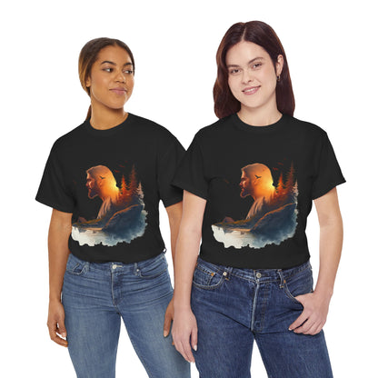 Jesus Nature Silhouette T-Shirt — Wilderness Double Exposure Graphic Tee