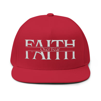 Faith Over Fear Embroidered Flat Bill Cap