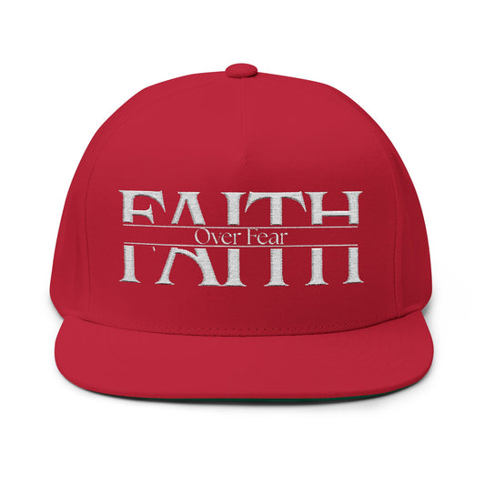 Faith Over Fear Embroidered Flat Bill Cap