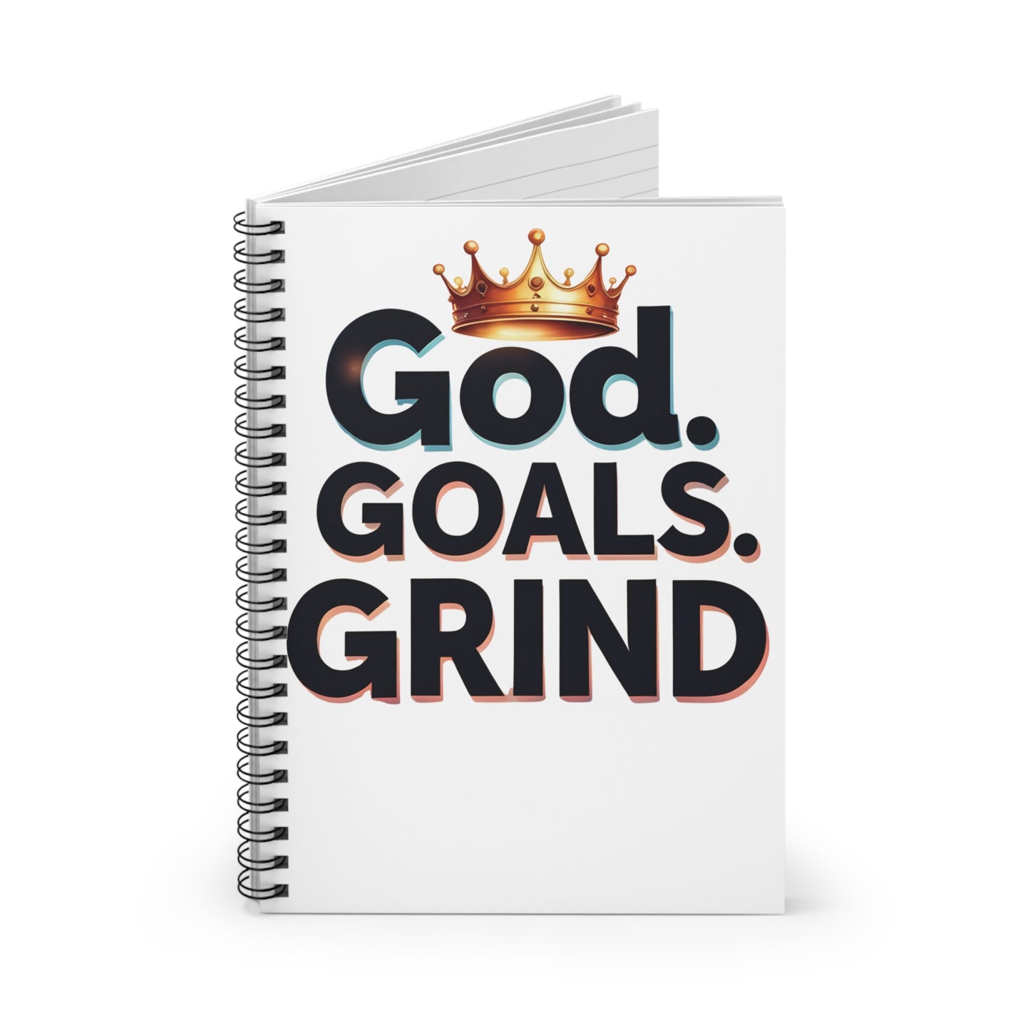 Inspirational Spiral Notebook - God. Goals. Grind. | Motivational Journal, Gift for Students, Goal Setters, Daily Planner, Office Supplies