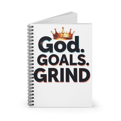 Inspirational Spiral Notebook - God. Goals. Grind. | Motivational Journal, Gift for Students, Goal Setters, Daily Planner, Office Supplies
