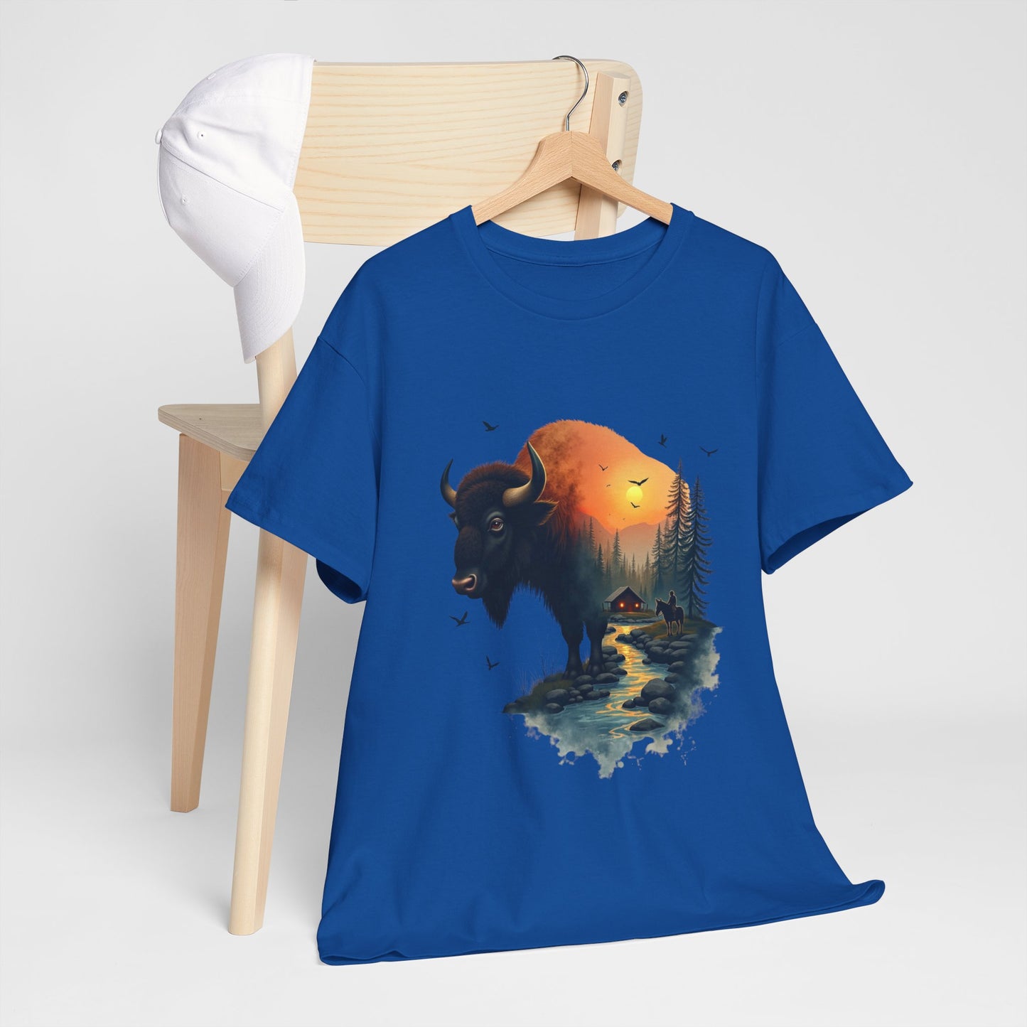 Bison Sunrise Graphic Tee — Nature Landscape Buffalo T-Shirt