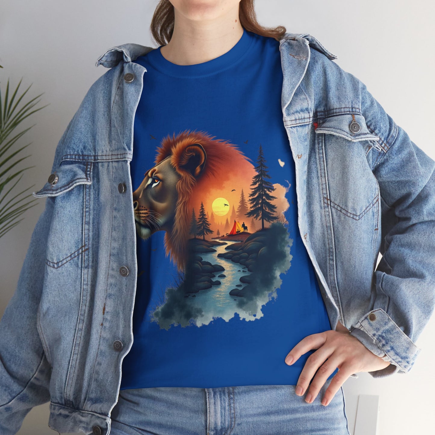 Lion Sunset Landscape T-Shirt — Wild Nature Graphic Tee