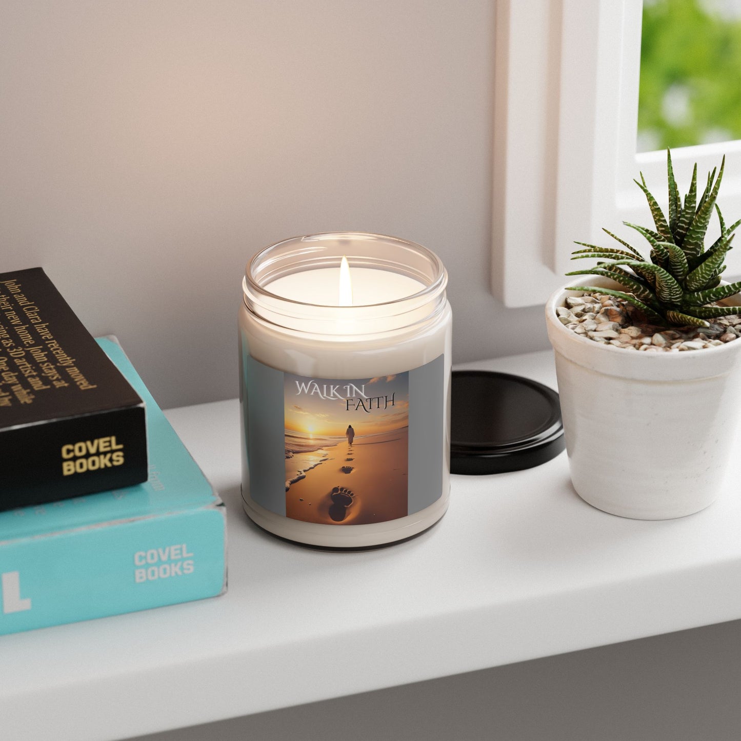 Faith-Inspired Scented Soy Candle, Relaxation Gift, Spiritual Decor, Beach Theme, Meditation, Home Fragrance