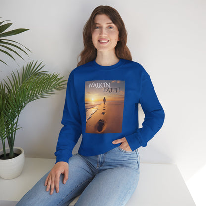 Inspirational Crewneck Sweatshirt | Walk in Faith | Cozy Unisex Apparel | Perfect Gift for Motivational Moments, Daily Wear, Praise, Comfort
