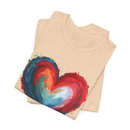 Watercolor Rainbow Heart T-Shirt — Colorful Painted Heart Tee for Valentine’s & Everyday