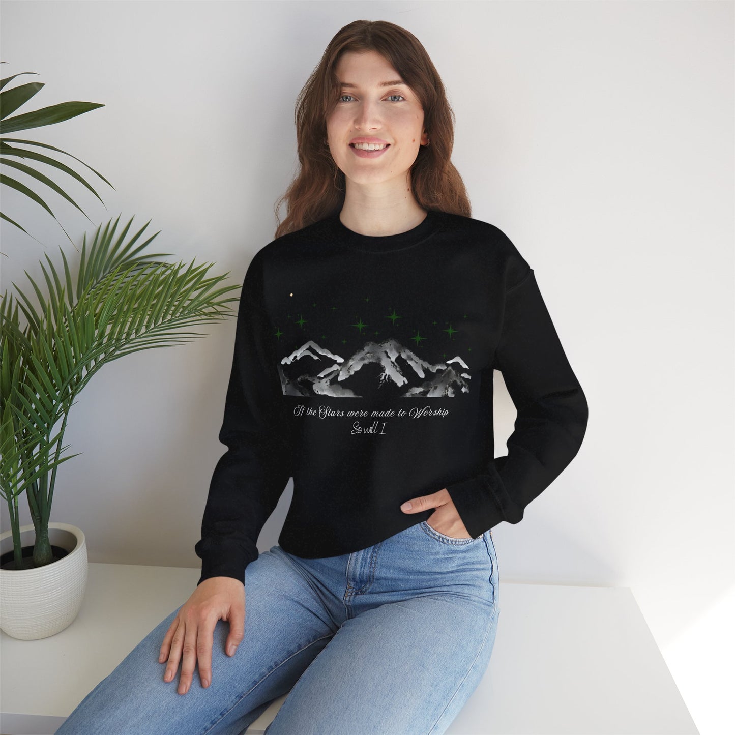 Mountain Stars Crewneck Sweatshirt, Cozy Unisex Sweatshirt, Nature Lover Gift, Outdoor Adventure Apparel, Travel Hoodie, Winter Warmth