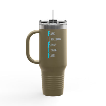Inspirational, B.I.B.L.E. 40oz Insulated Travel Mug with Handle