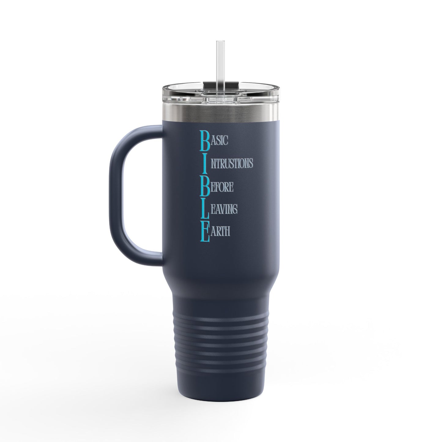 Inspirational, B.I.B.L.E. 40oz Insulated Travel Mug with Handle