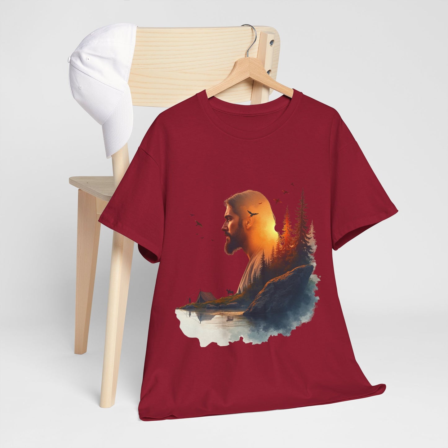 Jesus Nature Silhouette T-Shirt — Wilderness Double Exposure Graphic Tee