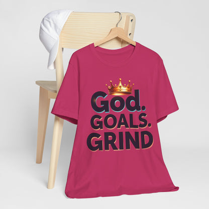 Motivational Unisex Tee, God Goals Grind Shirt, Inspirational Fitness Apparel, Positive Mindset T-Shirt, Empowerment Gift Idea