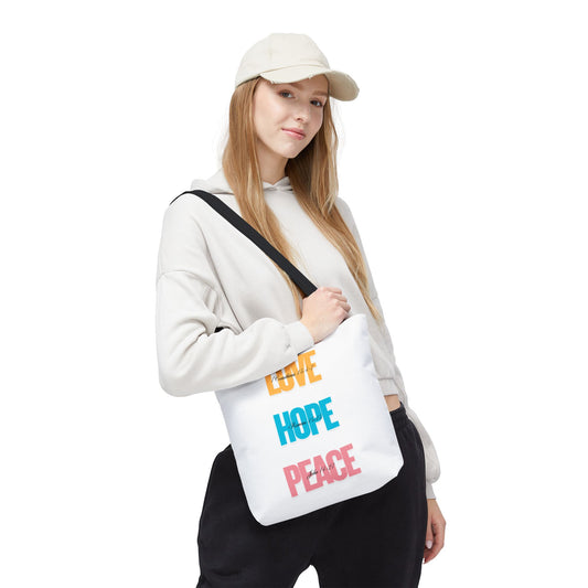 Inspirational Tote Bag - Love, Hope, Peace | Eco-Friendly Shopping, Gift for Friends, Summer Beach, Everyday Carry