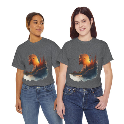 Jesus Nature Silhouette T-Shirt — Wilderness Double Exposure Graphic Tee