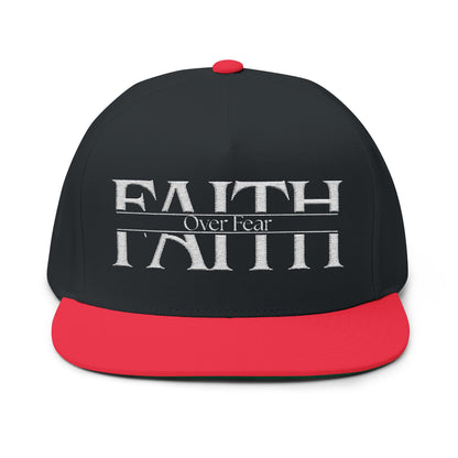 Faith Over Fear Embroidered Flat Bill Cap
