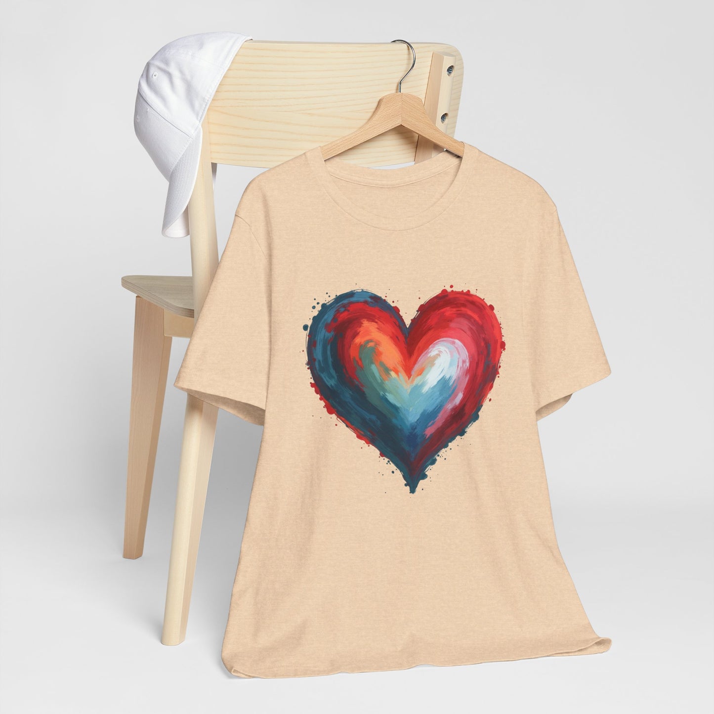Watercolor Rainbow Heart T-Shirt — Colorful Painted Heart Tee for Valentine’s & Everyday