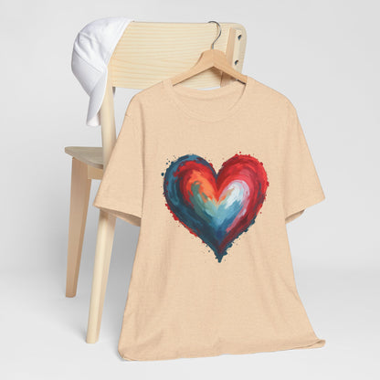 Watercolor Rainbow Heart T-Shirt — Colorful Painted Heart Tee for Valentine’s & Everyday