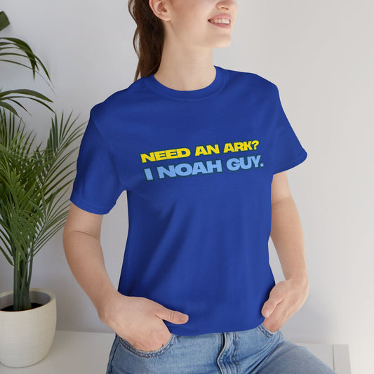 Humorous Noah's Ark Tee | Unisex Short Sleeve Shirt, Gift for Friends, Fun Casual Top, Quirky T-Shirt, Christian Humor Apparel