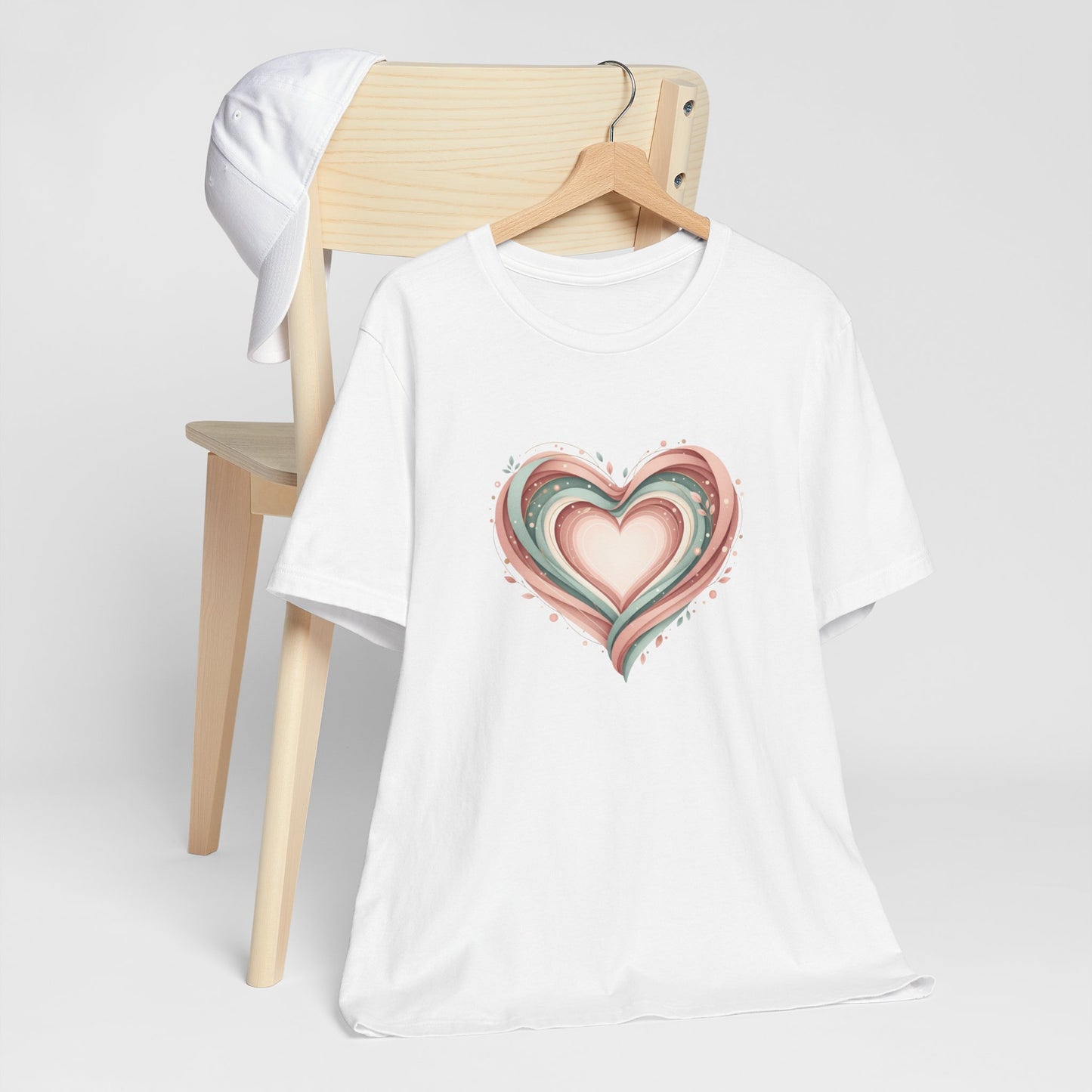Heart Swirl Tee — Pastel Abstract Heart Graphic T-Shirt for Valentine’s & Everyday