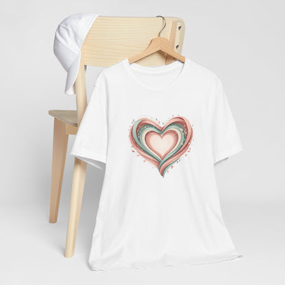 Heart Swirl Tee — Pastel Abstract Heart Graphic T-Shirt for Valentine’s & Everyday