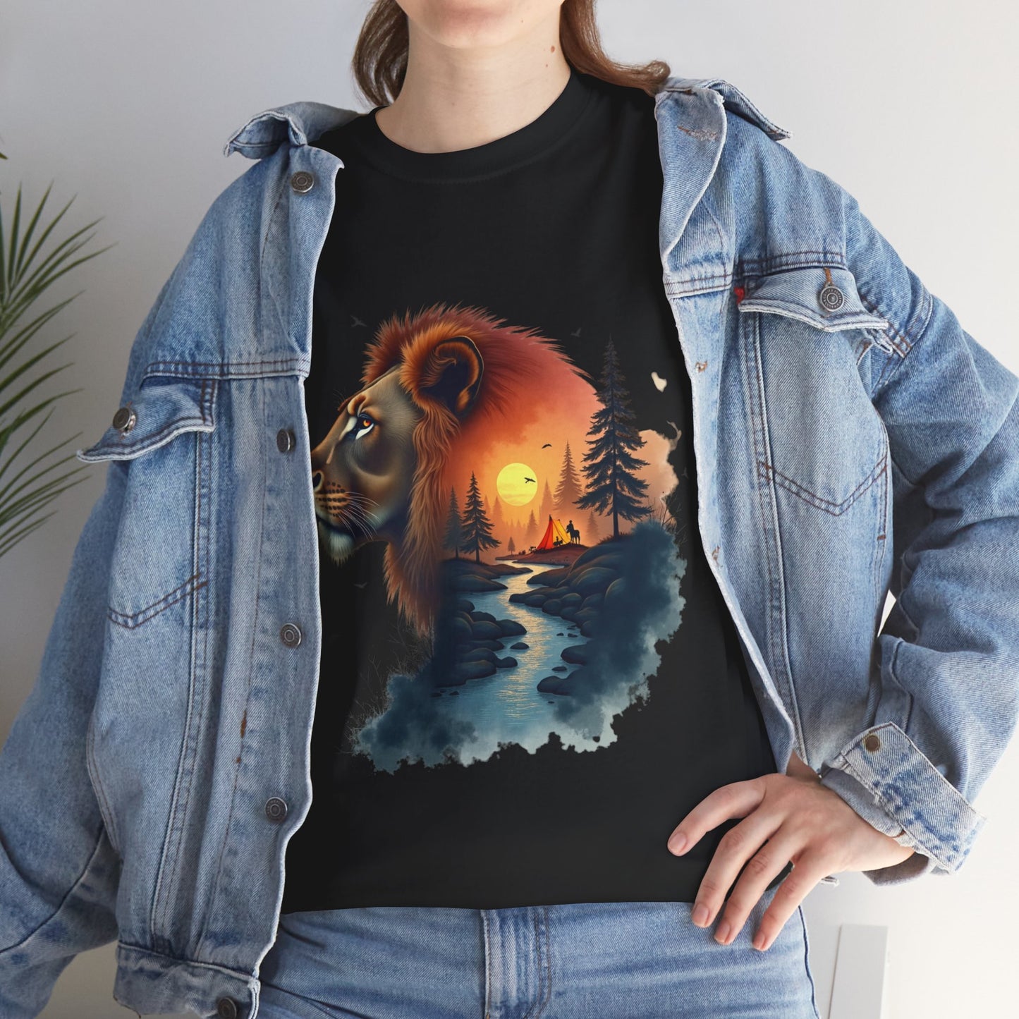 Lion Sunset Landscape T-Shirt — Wild Nature Graphic Tee