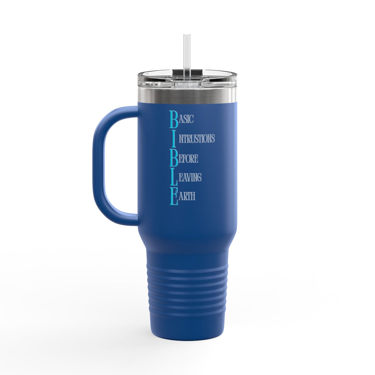 Inspirational, B.I.B.L.E. 40oz Insulated Travel Mug with Handle