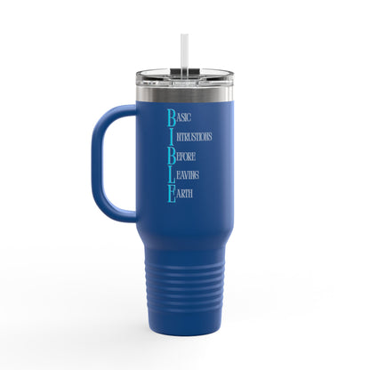 Inspirational, B.I.B.L.E. 40oz Insulated Travel Mug with Handle