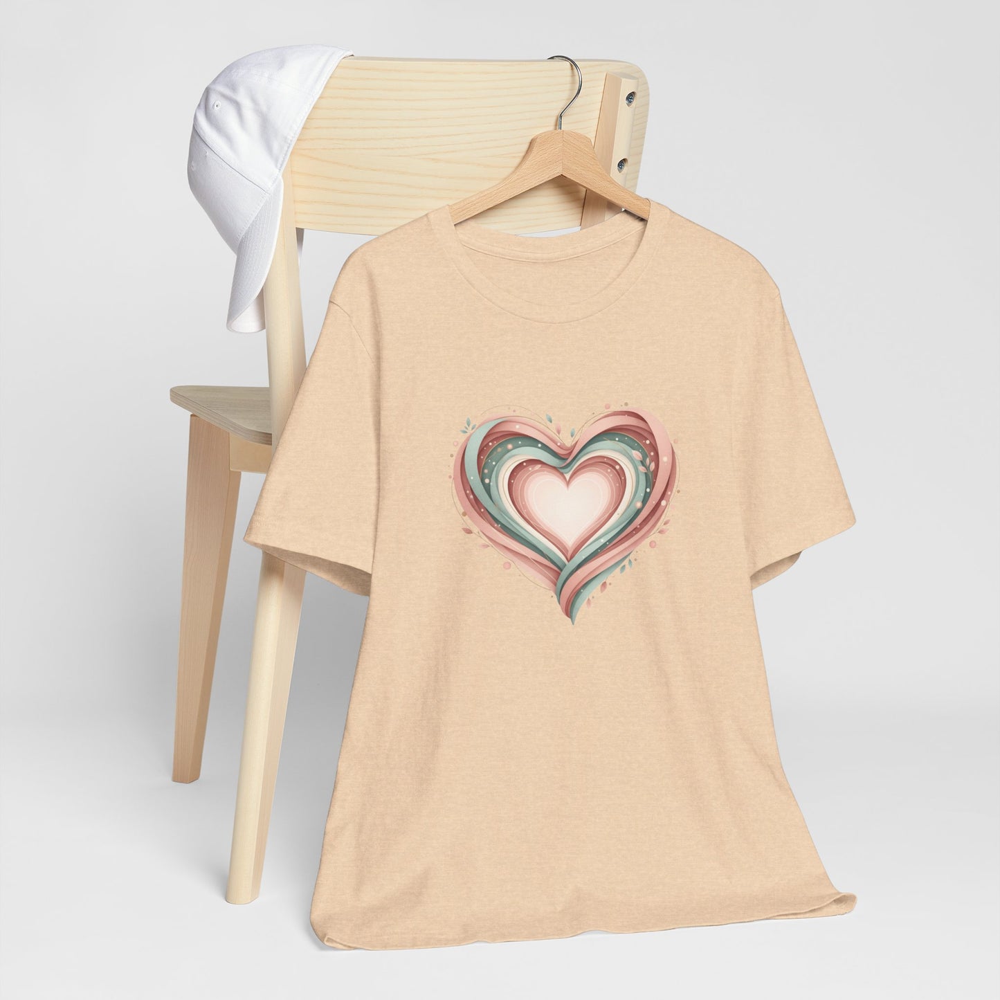 Heart Swirl Tee — Pastel Abstract Heart Graphic T-Shirt for Valentine’s & Everyday