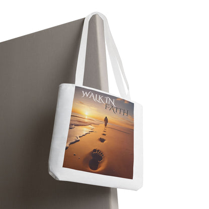 Inspirational Tote Bag with 'Walk in Faith' Design - Motivational Gift, Beach Bag, Travel Tote, Faith-Inspired Accessory, Spiritual Shopper