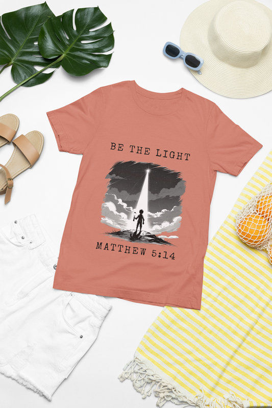 Inspirational Graphic T-Shirt for Faith and Motivation, Be the Light, Christian Apparel, Casual Wear, Gift for Believers