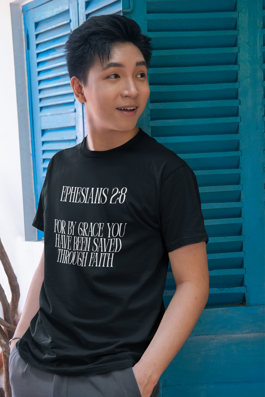 Faith-Inspired Unisex Tee - Ephesians 2:8 Christian Shirt for Everyday Style, Gift for Believers, Spiritual Apparel, Inspirational Wear